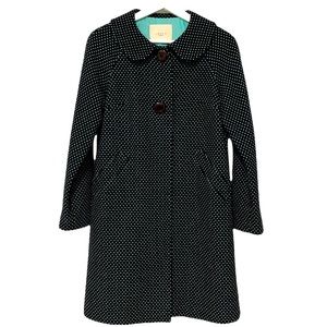 Lefin Vintage Inspired Wool Blend Polka Dot A-Line Fall Coat